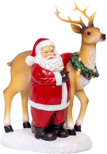 Lumineo Christmas decoration Santa LED scene with lights 12x19x26cm