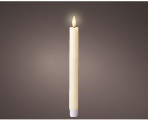 Lumineo LED dinner candle set wax cream warm white with timer 24.5cm