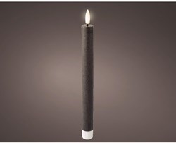 Lumineo LED dinner candles set grey wax 24.5cm - atmospheric decoration