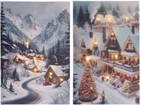 Lumineo Christmas canvas LED wall decoration 38x58cm warm white light
