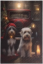 Lumineo Christmas canvas dogs LED wall decoration 38x58cm mood lighting