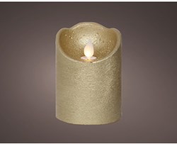 Lumineo LED candle gold wax realistic flame Ø7.5xH10cm warm white