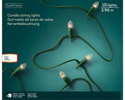 Lumineo flame string lights outdoor 10 bulbs warm white 396cm Christmas