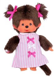 Monchhichi Girl Pink Ribbon Dress - 20 cm