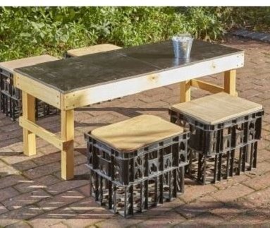 Cosy Slim Crate Chalk Table With Crate Seats - 49420