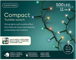 Lumineo LED Christmas lights compact 500 lights outdoor multicolor 11 meters