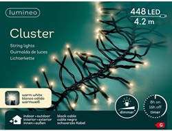 Lumineo Christmas lights cluster LED 448 bulbs warm white outdoor timer