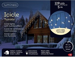 Lumineo Christmas lights icicle LED 5 meters warm white outdoor