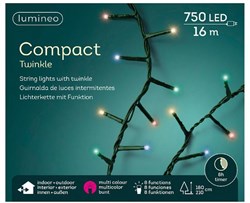 Lumineo LED Christmas lights compact twinkle 750L multi outdoor