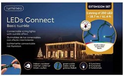Lumineo LED Christmas lights twinkle multicolor extension set 18.7m outdoor