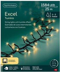 Lumineo Christmas lights LED twinkle 1584 bulbs 25M champagne color