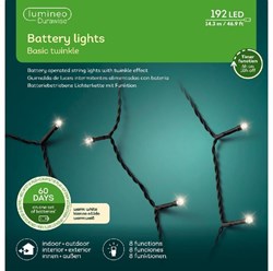 Lumineo LED Christmas lights battery 192 bulbs warm white outdoor