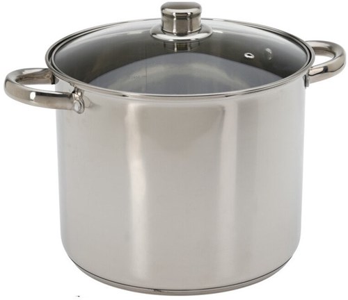 Excellent Houseware cooking pot stainless steel with lid 9 liter silver pan