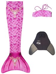 Kuaki mermaid tail set Princess XS - pink swim tail for kids