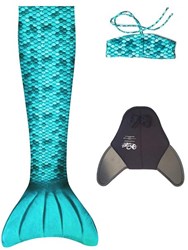 Kuaki mermaid tail toy set turquoise S with bikini top