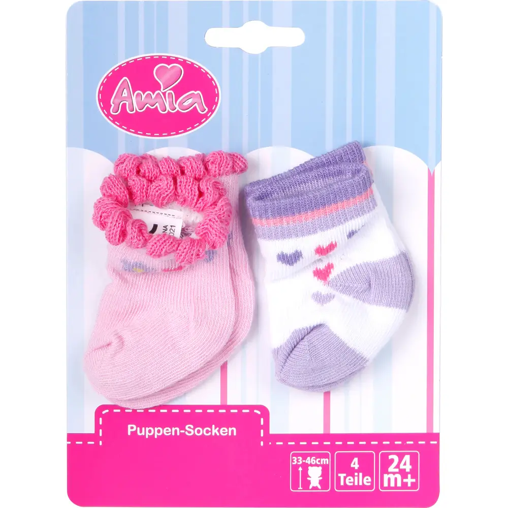Amia doll socks baby doll socks 28-33 cm 2 pairs multi colour