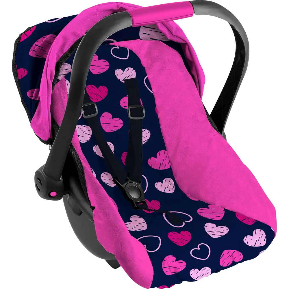 Amia doll car seat heart motif pink toy doll chair