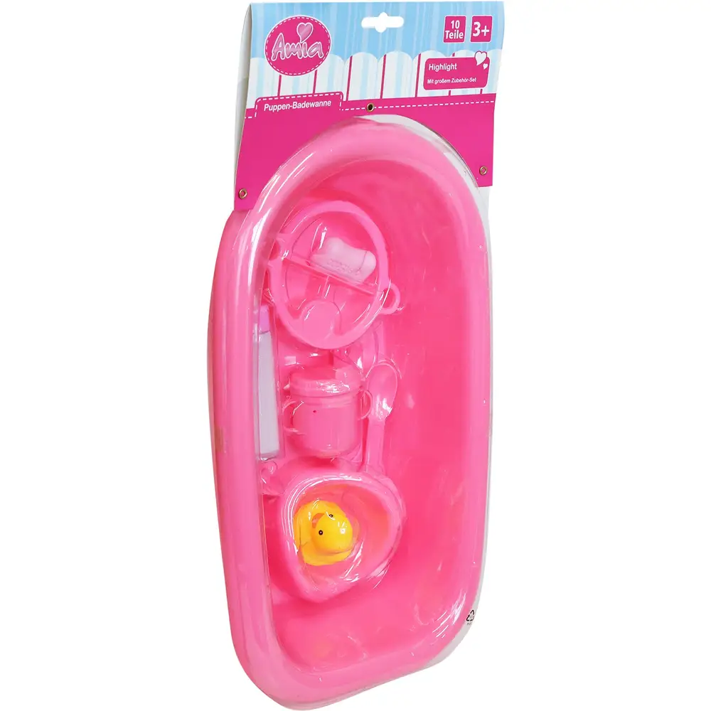 Amia doll bath set with accessories - doll bathtub toy set