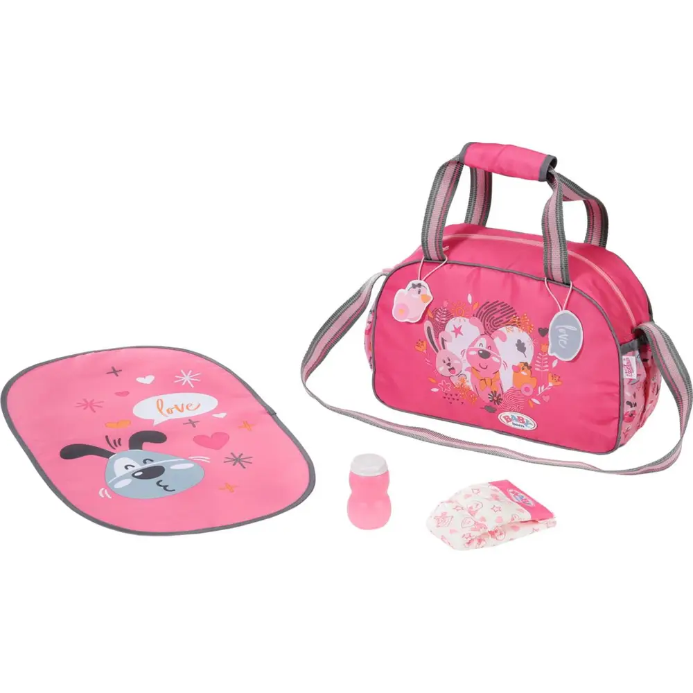 BABY born changing bag doll care set pink with accessories and strap