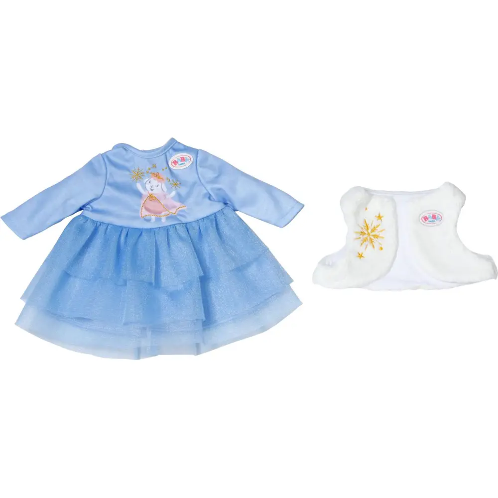 BABY born doll dress winter 36cm blue tulle vest warm