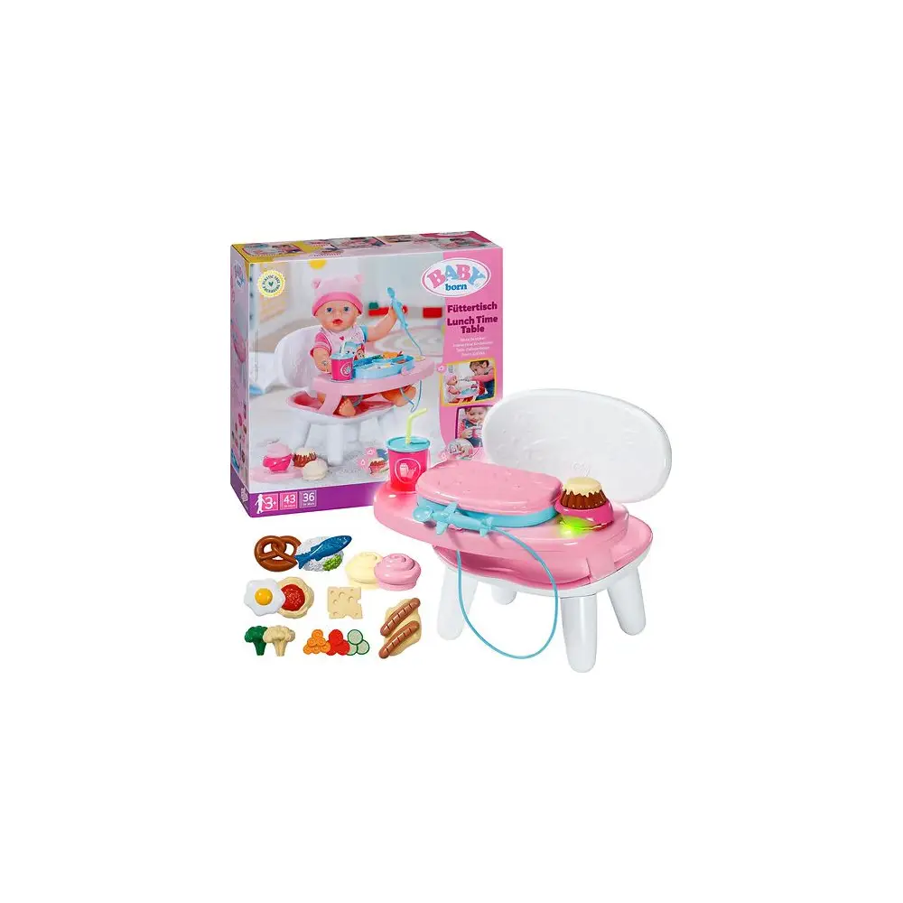 BABY born interactive feeding table doll chair with light and sound