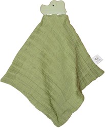 DAM Tikiri Safari: Cuddly blanket green - CROQUODIL with head in natural rubber (teething ring) 25x23cm, on card, 0+