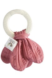 Tikiri teether - natural rubber safari baby chew toy pink