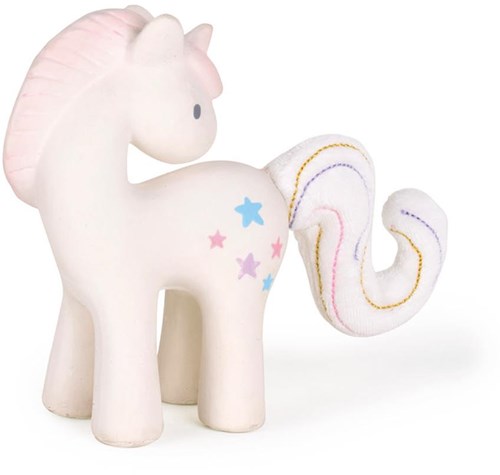 DAM Tikiri Fairytales: UNICORN Cotton Candy 13cm, in natural rubber and cotton, with bell, in window box, 0+-2