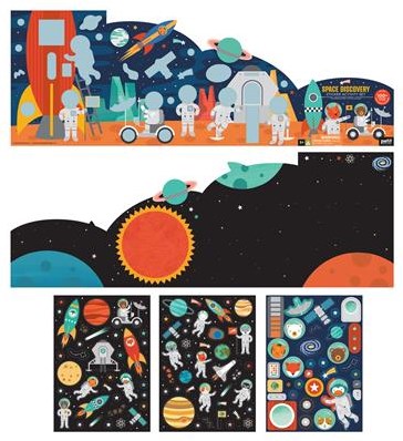 Petit Collage sticker set space - reusable stickers discovery-3