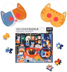 Petit Collage puzzle cats - Decoder Puzzle Catventures 100 pieces