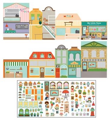 Petit Collage sticker set - reusable stickers My Little Town toy-3