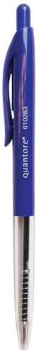 Quantore ballpoint pen push button blue medium writing comfort office