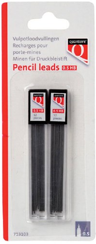 Quantore pencil leads HB 0.5mm refill 24 pieces grey