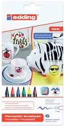 Edding porcelain brushpen set - felt-tip pens for ceramics and glass - 6 colours