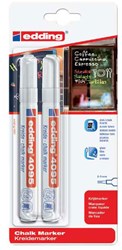 Edding chalk marker white - 2 pcs, chalk pen for glass and boards