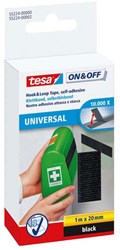 Quantore hook and loop tape black self-adhesive 1m x 20mm for mounting