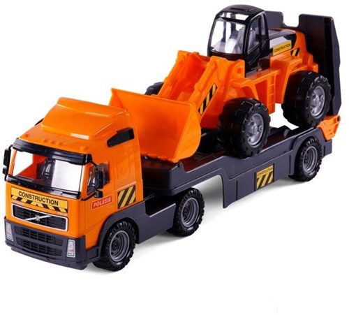 Polesie Volvo toy truck with trailer and bulldozer blue-3