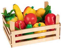 Goki wooden toy vegetables and fruit crate - educational pretend play