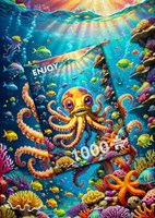 Enjoy Puzzle jigsaw Cute Octopus - 1000 pieces colorful underwater fun-3