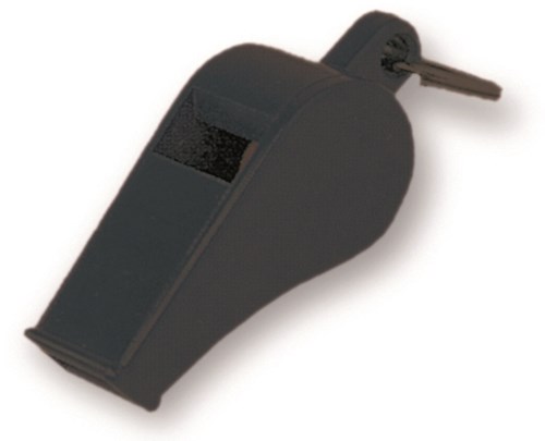 Megaform whistle toy set of 12 black plastic sports whistles
