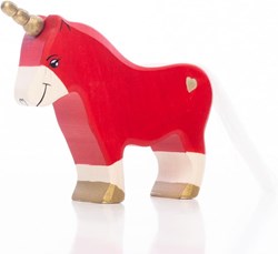 Lilu Unicorn wooden toy pony red - FSC wood magical figure