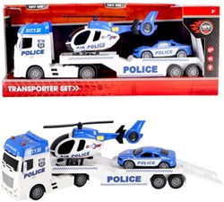 Rapid Wheels police toy car transporter with car and helicopter light and sound