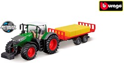 Bburago tractor toy Fendt 1050 with bale trailer friction 10cm