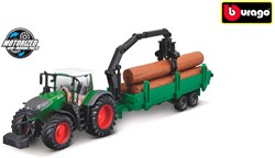 Bburago tractor toy Fendt 1050 Vario forestry trailer friction 10cm