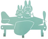 Mercis coat rack metal Miffy airplane grey-green kids room decoration