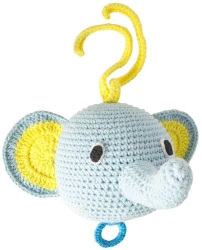 Global Affairs jewelry box music box crocheted elephant light blue 3+ toy