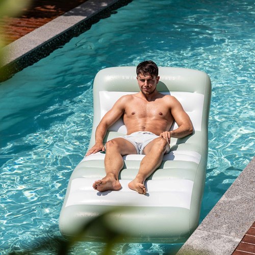 Swim Essentials Luxury Lounge Air Mattress - Green White - Pool 180 cm-3