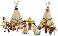 Goki Indian camp playset - dollhouse dolls - 14-piece wooden toy-2