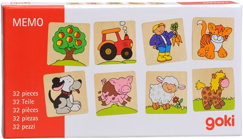 Goki wooden memory game farm animals and accessories - educational toy-2