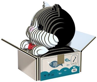 Eugy 3D puzzle cat - Tuxedo - sustainable cardboard - animal toy-2
